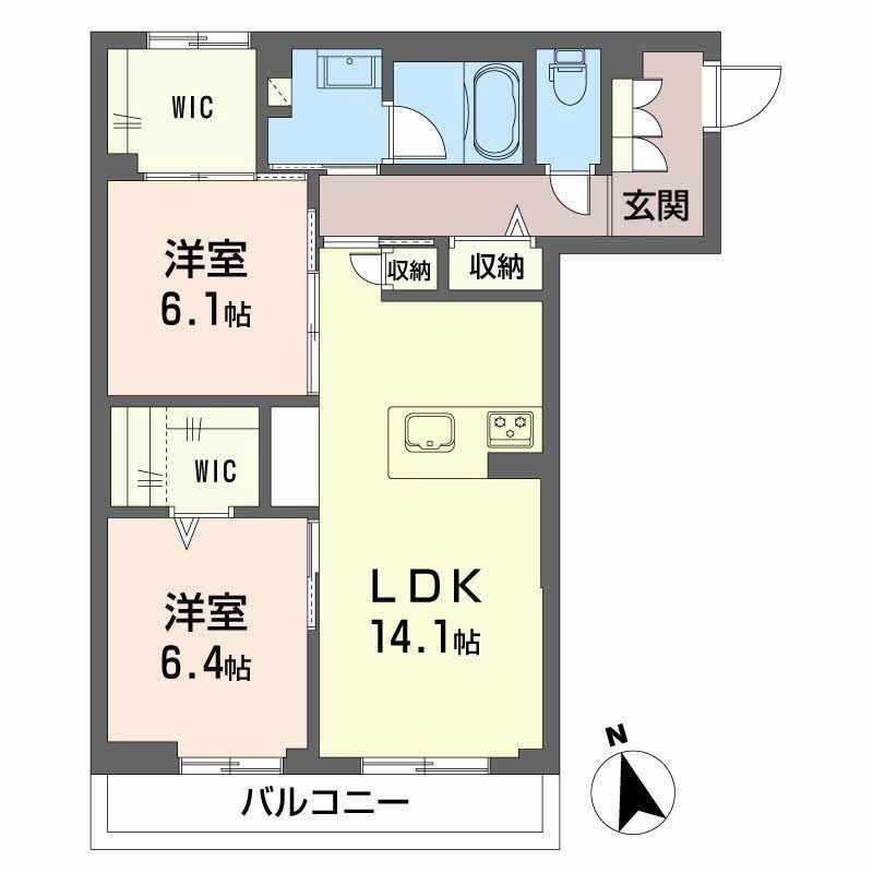LE CHAINON(2LDK/2階)の間取り写真