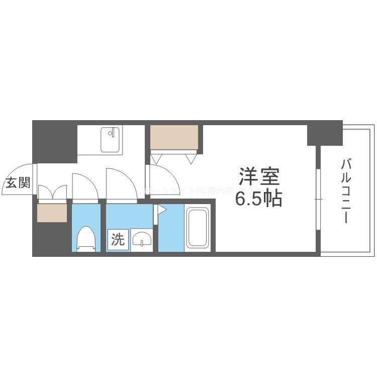 ワールドアイ難波CITY GATE(1K/4階)の間取り写真