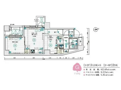 ル・リオン南大井(1LDK/1階)の間取り写真