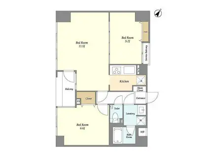 メルヴェーユ日本橋浜町(2LDK/8階)の間取り写真