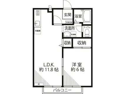 グリーンパーク 2階(1LDK/2階)の間取り写真