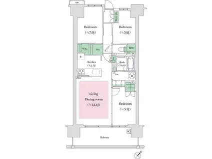 プレミスト本厚木(3LDK/2階)の間取り写真