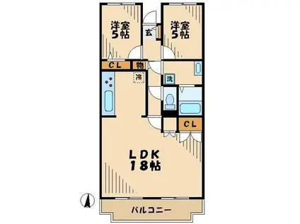 レジデンス八王子(2LDK/3階)の間取り写真