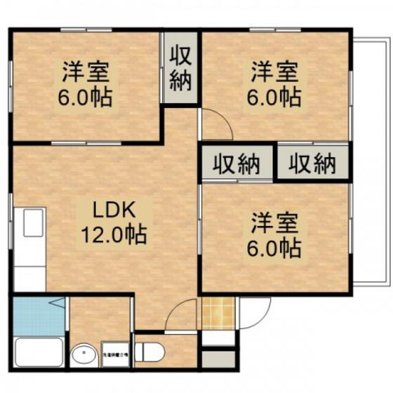 レスト矢野(3LDK/1階)の間取り写真