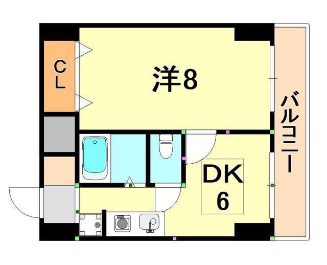 サニーパレス神陵台(1DK/3階)の間取り写真