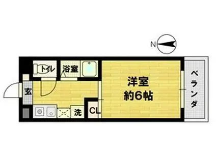 RIGEL岡町(1K/2階)の間取り写真