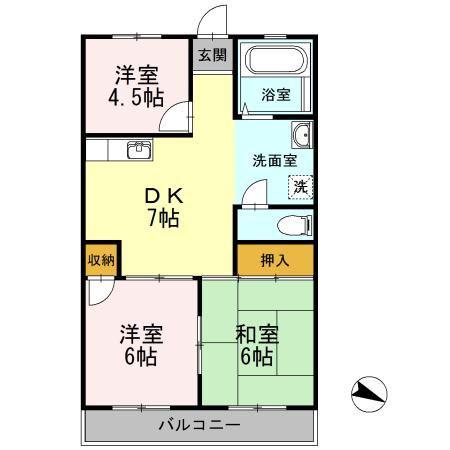 メゾン細田(3DK/3階)の間取り写真