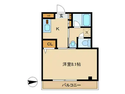 第60シンエイビル(1K/2階)の間取り写真