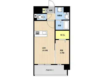 LIBTH博多空港通(1LDK/2階)の間取り写真