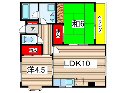 キャンドル(2LDK/4階)の間取り写真