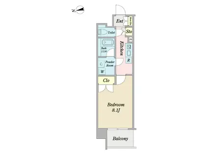 プレディアコート新大工町(1K/2階)の間取り写真