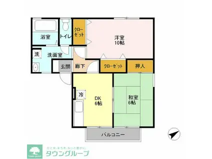 オイコス壱番館(2DK/2階)の間取り写真