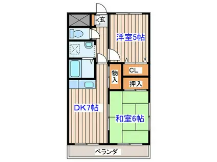 ロイヤルヒルズオガタ(2DK/3階)の間取り写真