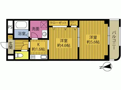 パレ・ドール萩原507(2K/5階)の間取り写真