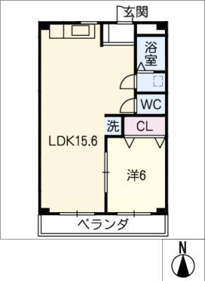 第1ヤマモリビル(1LDK/3階)の間取り写真
