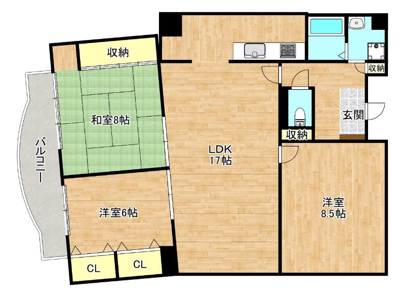 幸田マンション新深江(4LDK/2階)の間取り写真