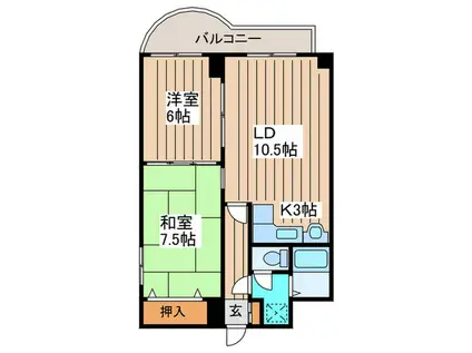 プレミエール円山(2LDK/3階)の間取り写真