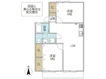 セジュール日高 A(3K/1階)の間取り写真