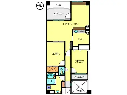 ラシュレドミール(2LDK/2階)の間取り写真