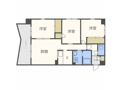 サイラム雅(3LDK/6階)の間取り写真