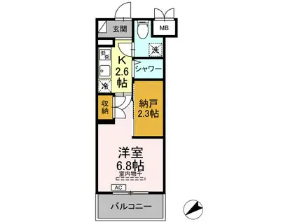 CINZA若林(1K/4階)の間取り写真