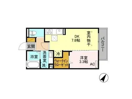 グリーンテラス長野駅東口(1DK/1階)の間取り写真