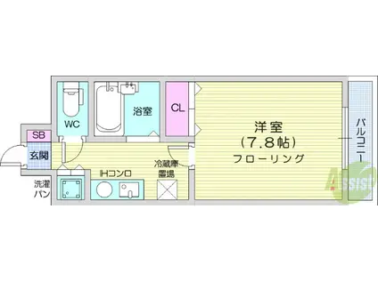 第二サンハイツ通町(1K/2階)の間取り写真