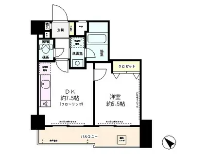 ハイホーム十条(1DK/9階)の間取り写真