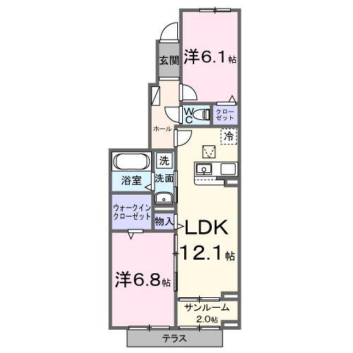 ルーチェ城東(2LDK/1階)の間取り写真