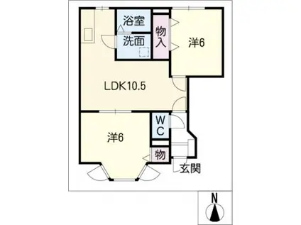 ソレイユルヴァンC(2LDK/1階)の間取り写真