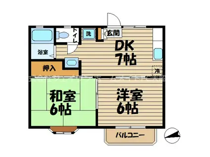 プリティ・シャトル(2DK/2階)の間取り写真