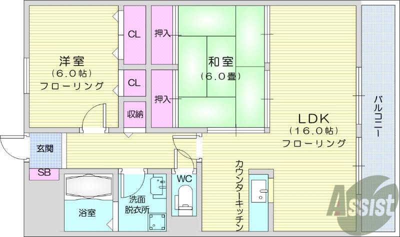 メゾンエトワール柏木(2LDK/3階)の間取り写真