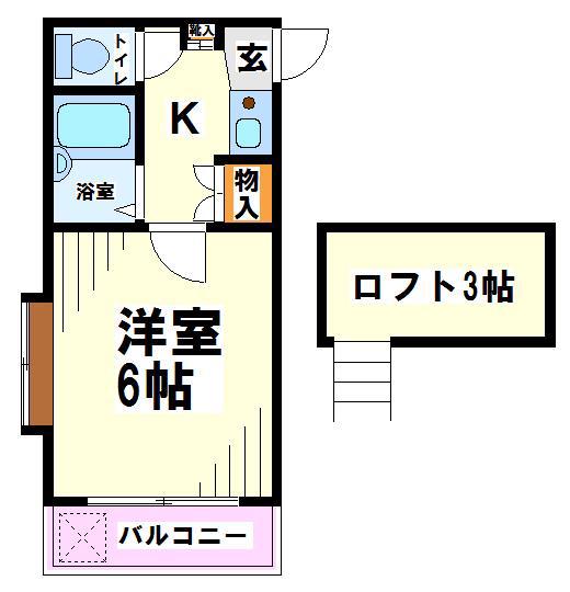 レオパレス府中(1K/2階)の間取り写真