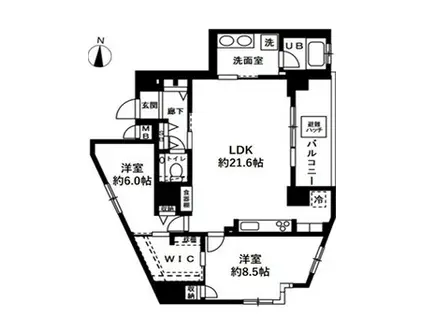 オーヴェルク‐II(2LDK/11階)の間取り写真