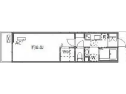 ウィンドテラス矢切(1K/3階)の間取り写真