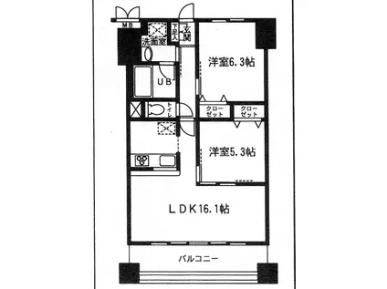 ロイヤルメドゥ北戸田(2LDK/4階)の間取り写真