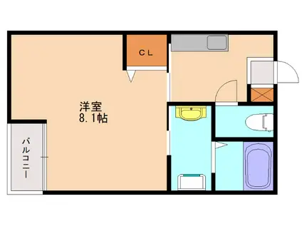 リブレア和白丘B棟(1K/2階)の間取り写真
