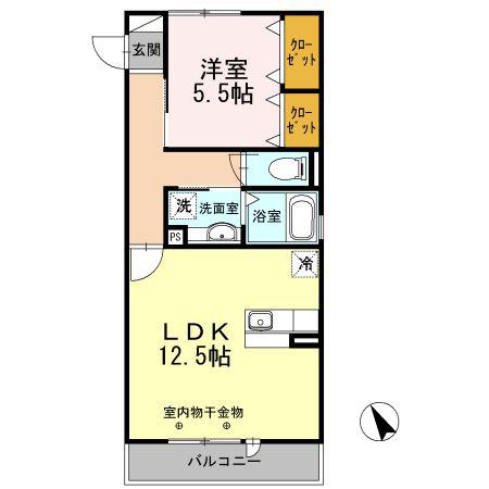 マグノリア(1LDK/2階)の間取り写真
