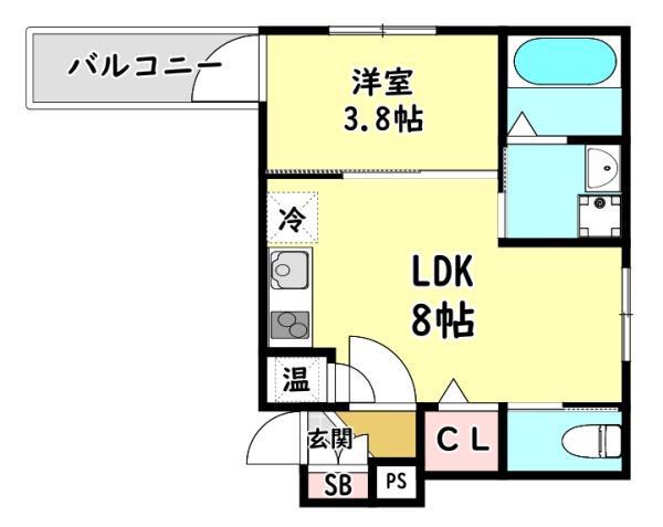 F ASECIA MAGNOLIA(1LDK/2階)の間取り写真