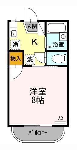 ヤングユーカリ(1K/2階)の間取り写真