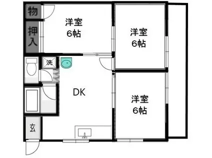 アドミナル3号棟(3DK/2階)の間取り写真