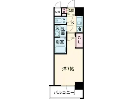 アドバンス神戸マーレ(1K/6階)の間取り写真