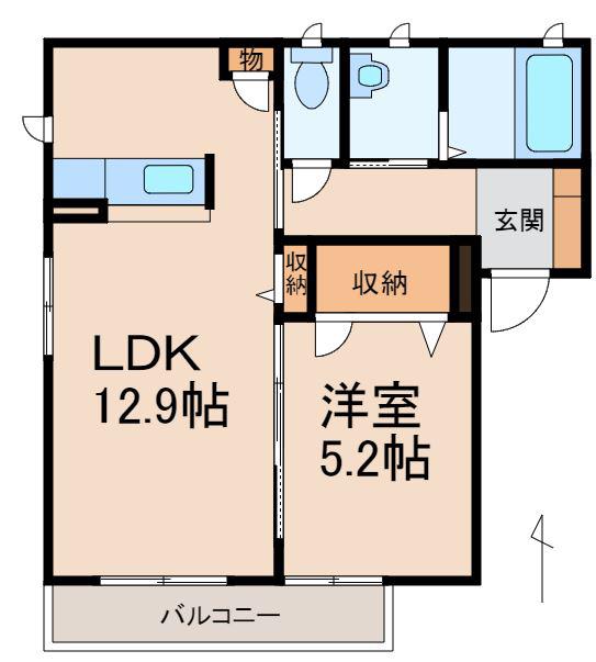 シャーメゾン日前(1LDK/1階)の間取り写真