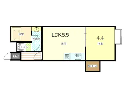 ビブレひばりが丘(1DK/2階)の間取り写真