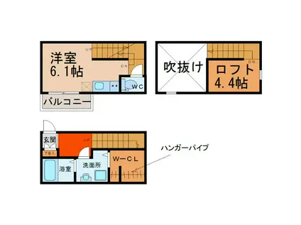 ESPACIO今池(1K/1階)の間取り写真