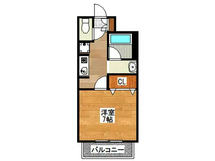 シャンブルベル(1K/2階)の間取り写真