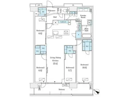 ロイヤルパークス有明(4LDK/15階)の間取り写真