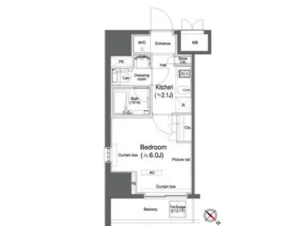 カスタリア大森II(1K/8階)の間取り写真