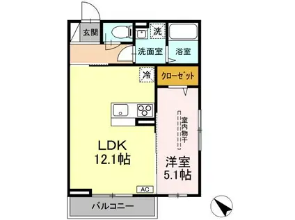 DーROOM二軒茶屋T T(1LDK/2階)の間取り写真