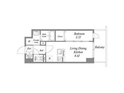 MODERN PALAZZO江坂AXIA(1LDK/9階)の間取り写真